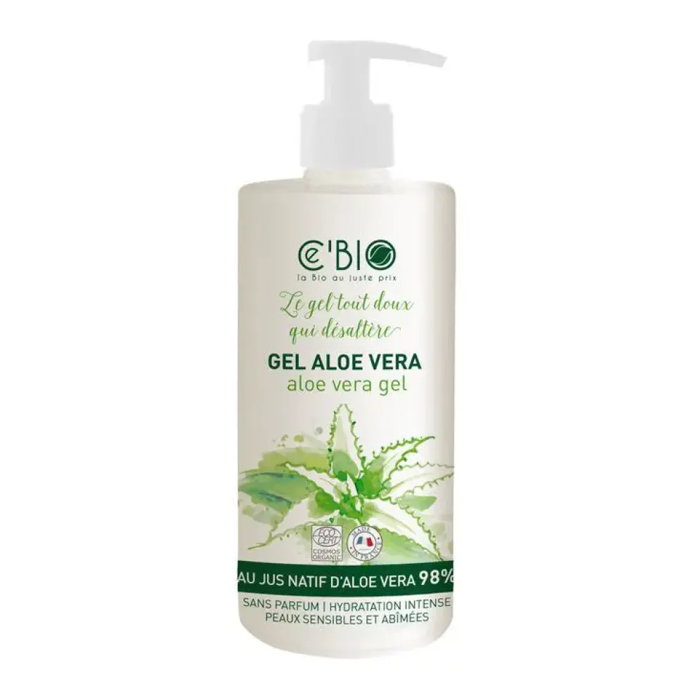 Gel Aloe Vera bio 98% Flacon pompe 500 ml blanc