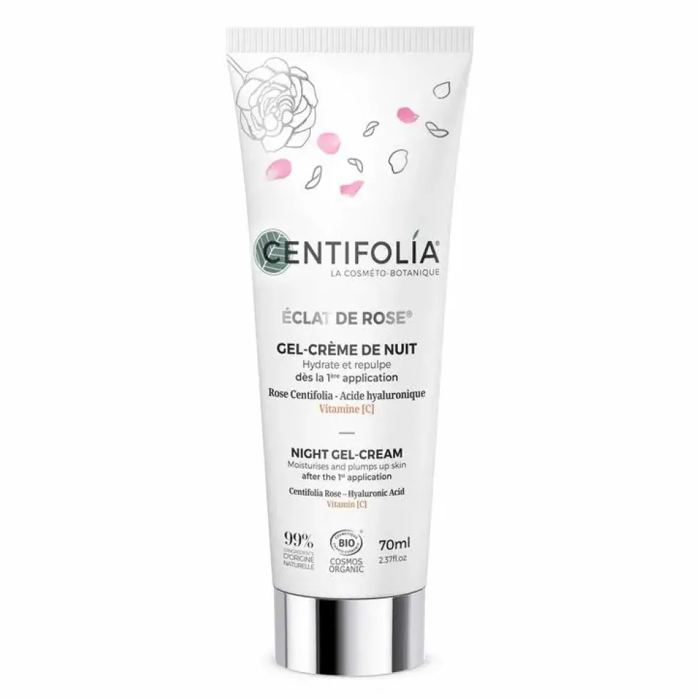 Gel crème de nuit bio Centifolia gamme Éclat de rose - 70 ml