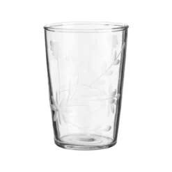 Gobelet en verre transparent à fleurs gravées - 10,5 x 7,5 cm