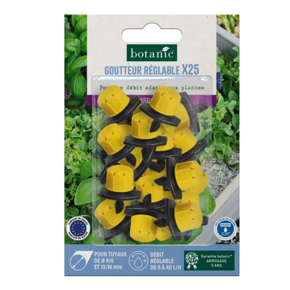 25 goutteurs réglables pour tuyau Ø 4/6 mm et 13/16 mm botanic® - Arrosage goutte à goutte