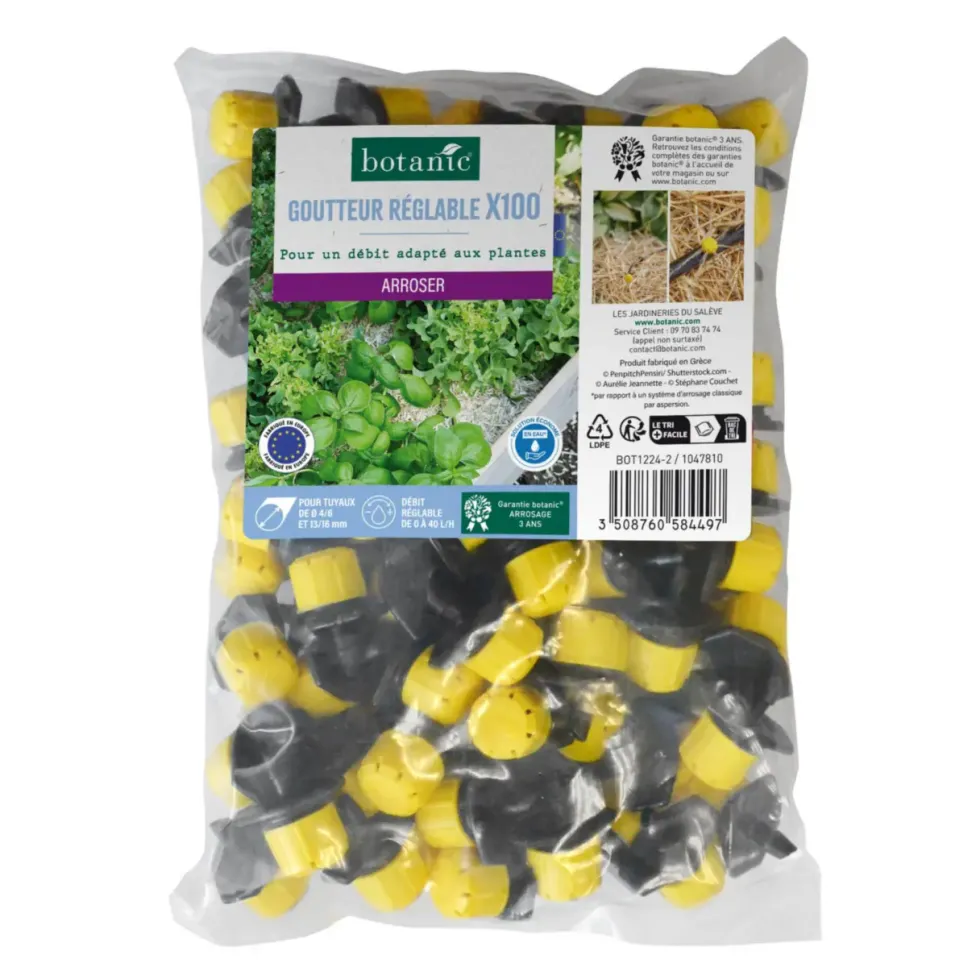 100 goutteurs réglables tuyau Ø 4/6 mm 13/16 mm botanic® - Arrosage goutte à goutte