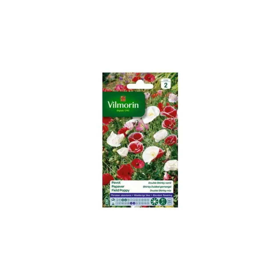 Graines de Coquelicot double Shirley varié Vilmorin - graines à semer