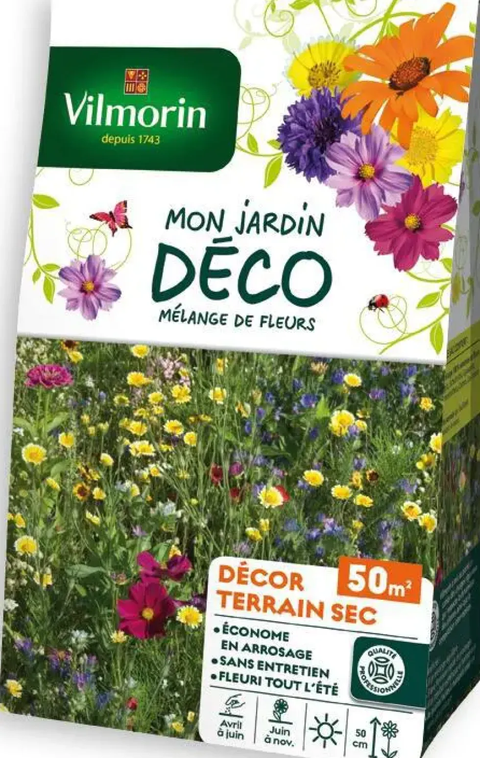 Graines de fleurs en mélange décor terrain sec 50 m² Vilmorin - graines à semer