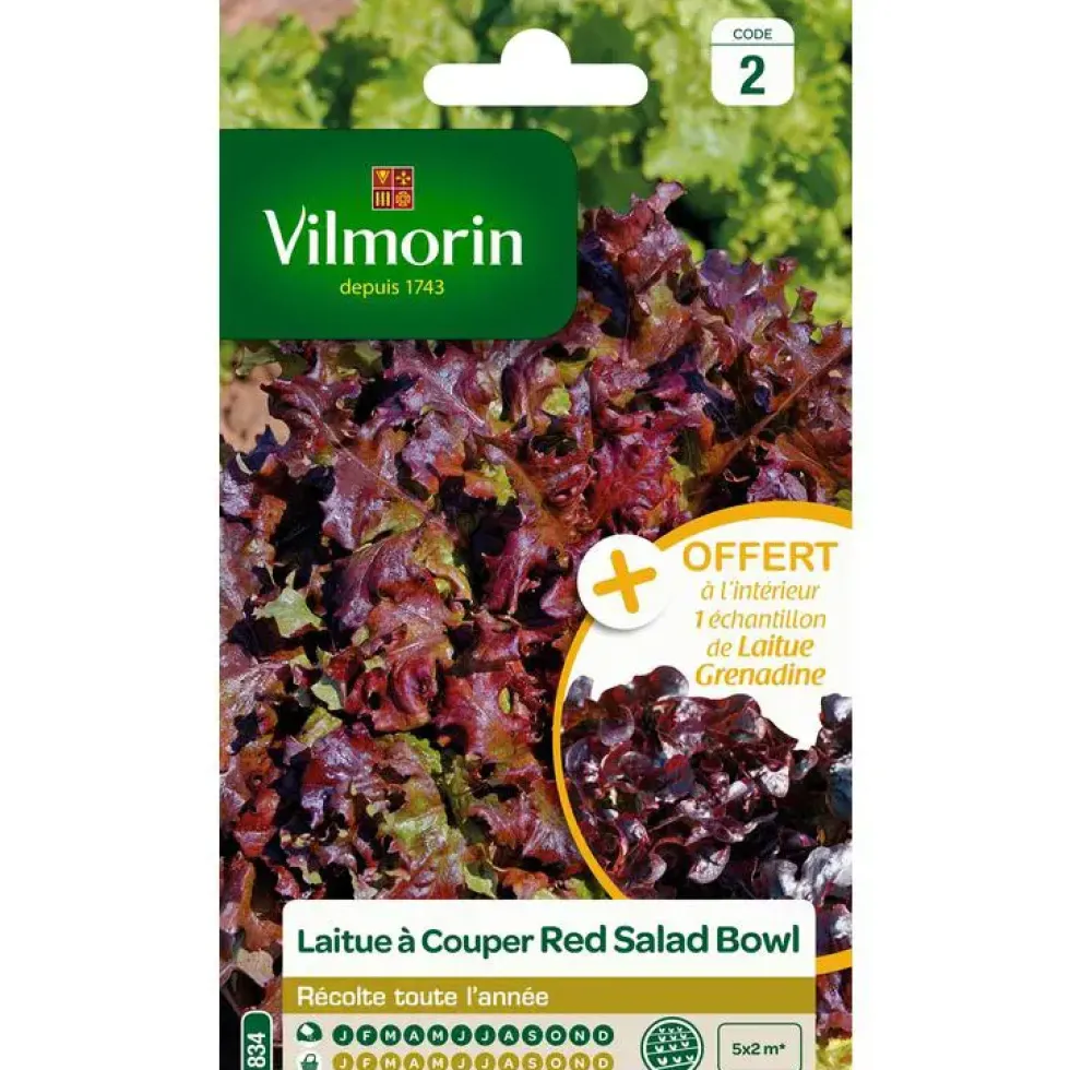 Graines de laitue à couper red salad bowl Vilmorin - graines à semer