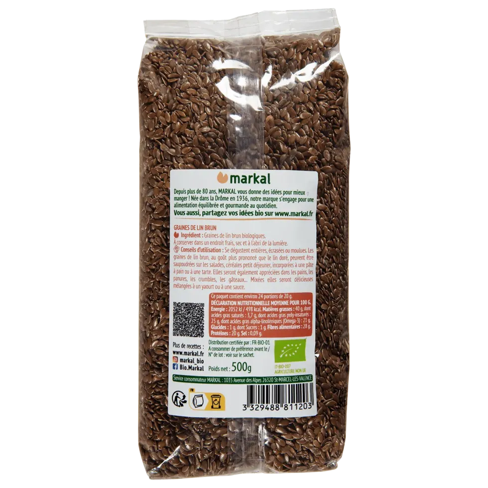 Graines de lin brun bio Markal Sachet - 500 g
