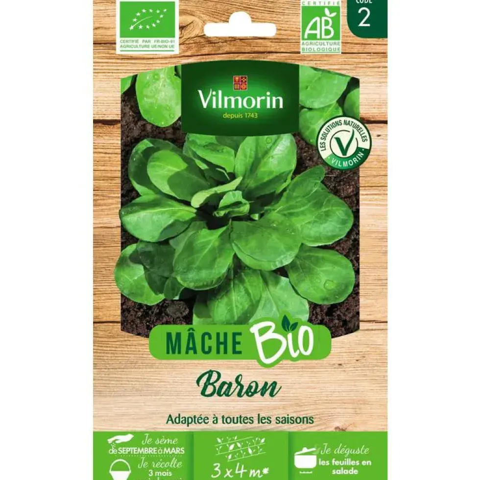 Graines de mâche baron bio Vilmorin - graines à semer