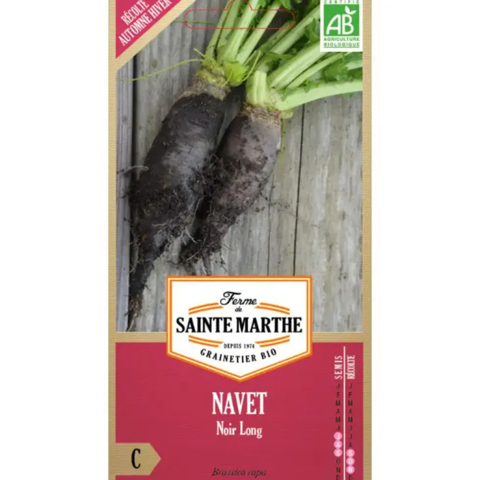 Graines de Navet noir long bio Ferme de Sainte Marthe - graines à semer