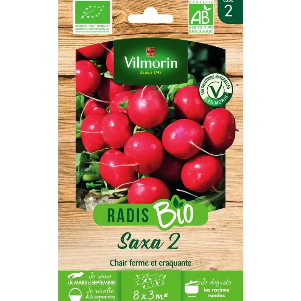 Graines de radis saxa 2 bio bio Vilmorin - graines à semer