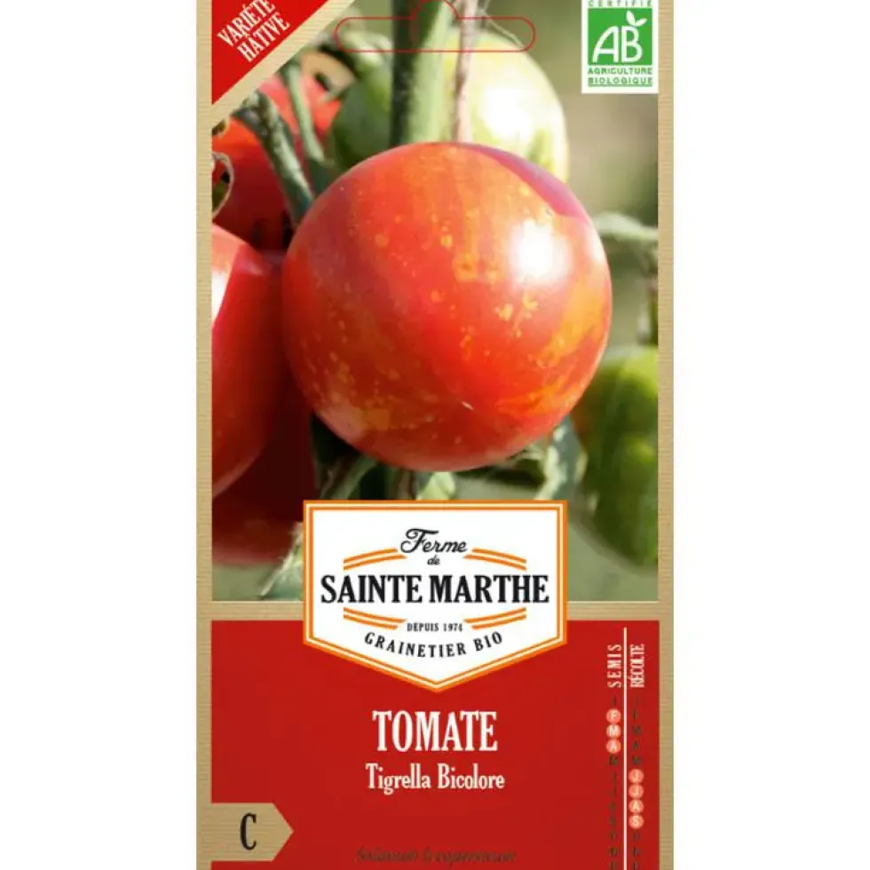 Graines de Tomate Tigrella bicolore bio Ferme de Sainte Marthe - graines à semer
