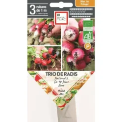 Graines présemées de trio de radis bio Ernest turc - 3 rubans de 1 m