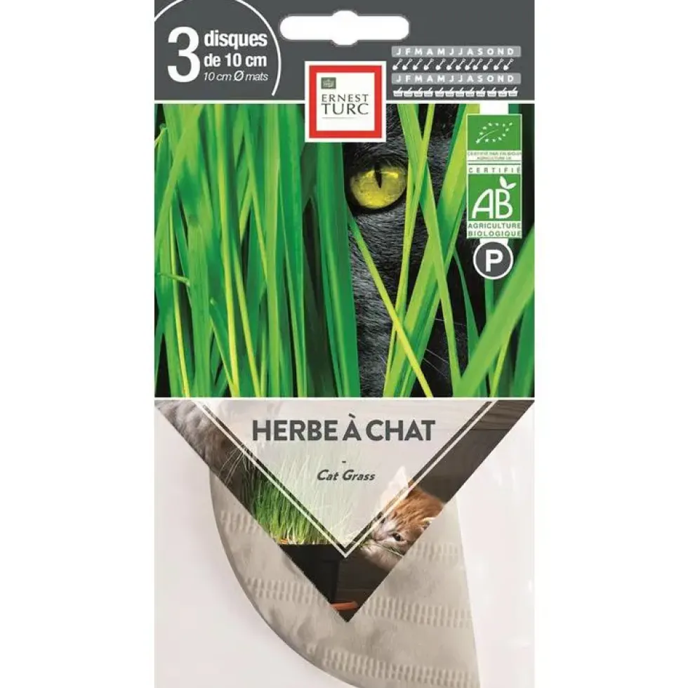 Graines présemées d’Herbe à chat bio Ernest Turc - 3 ronds de 10 cm