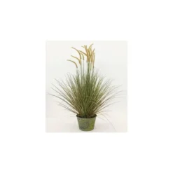 Graminée artificielle à joncs en pot métal 30 cm - 32,5 x 190 cm