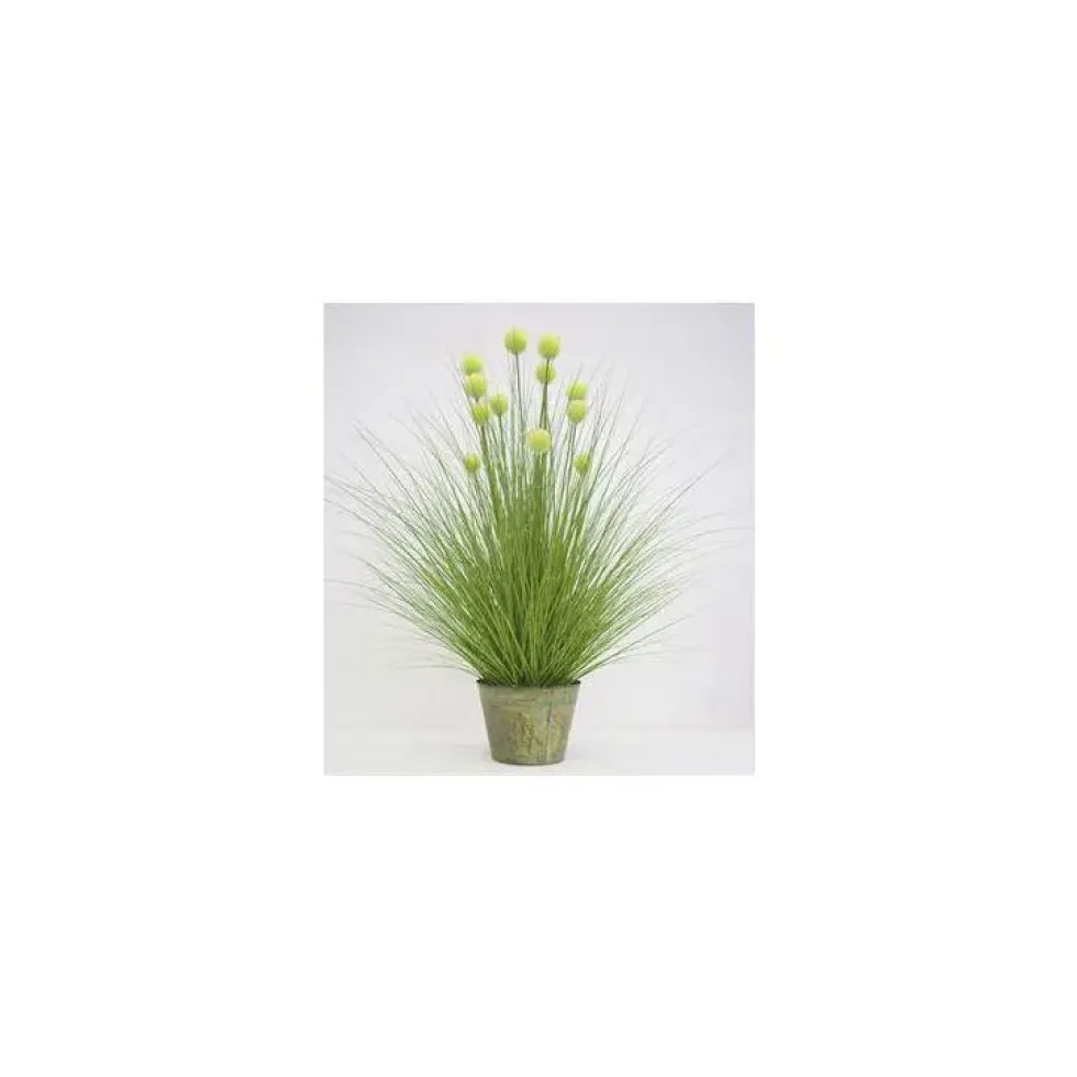 Graminée pompon verte artificielle en PVC x 30 - 36 x 7,5 x 105 cm