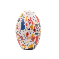 Grand œuf de Pâques en métal décor printanier avec gâteaux bio Biscuiterie de Provence - 240 g