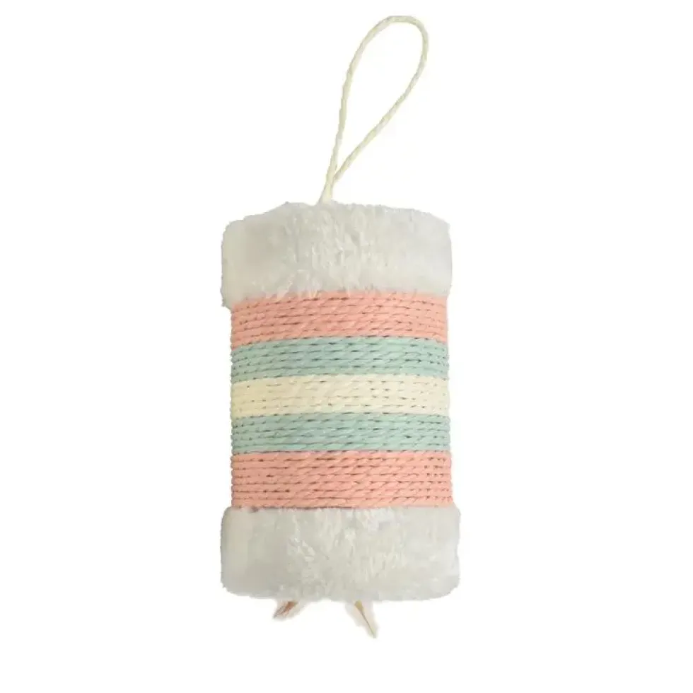 Griffoir roll avec plumes rose vert blanc Bobby