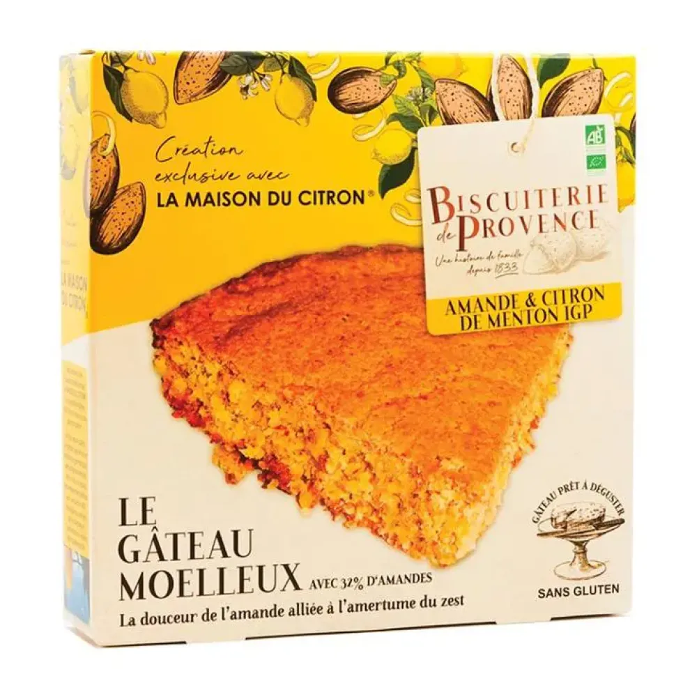 Gâteau moelleux amandes & citron bio de Menton IGP Biscuiterie de Provence - 225 g