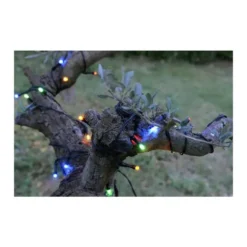 Guirlande lumineuse LED solaire à lumière animée multicolore - 40 m