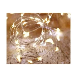 Guirlande solaire batterie remplaçable micro 50 LED coloris blanc chaud Blachere - 5 m