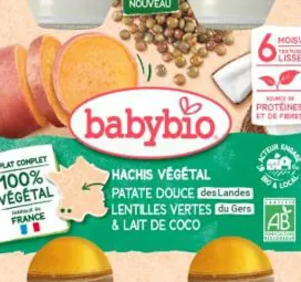 Hachis végétal patate douce des Landes lentilles vertes Baby Bio - 2 x 200 g