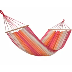 Hamac coloris rouge orange écru certifié FSC® Jobek Hamac Kolor - 300 x 100 cm