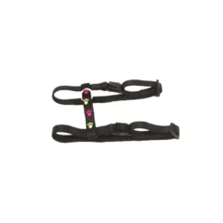 Harnais chat noir à motif 10 mm - 25/35 cm