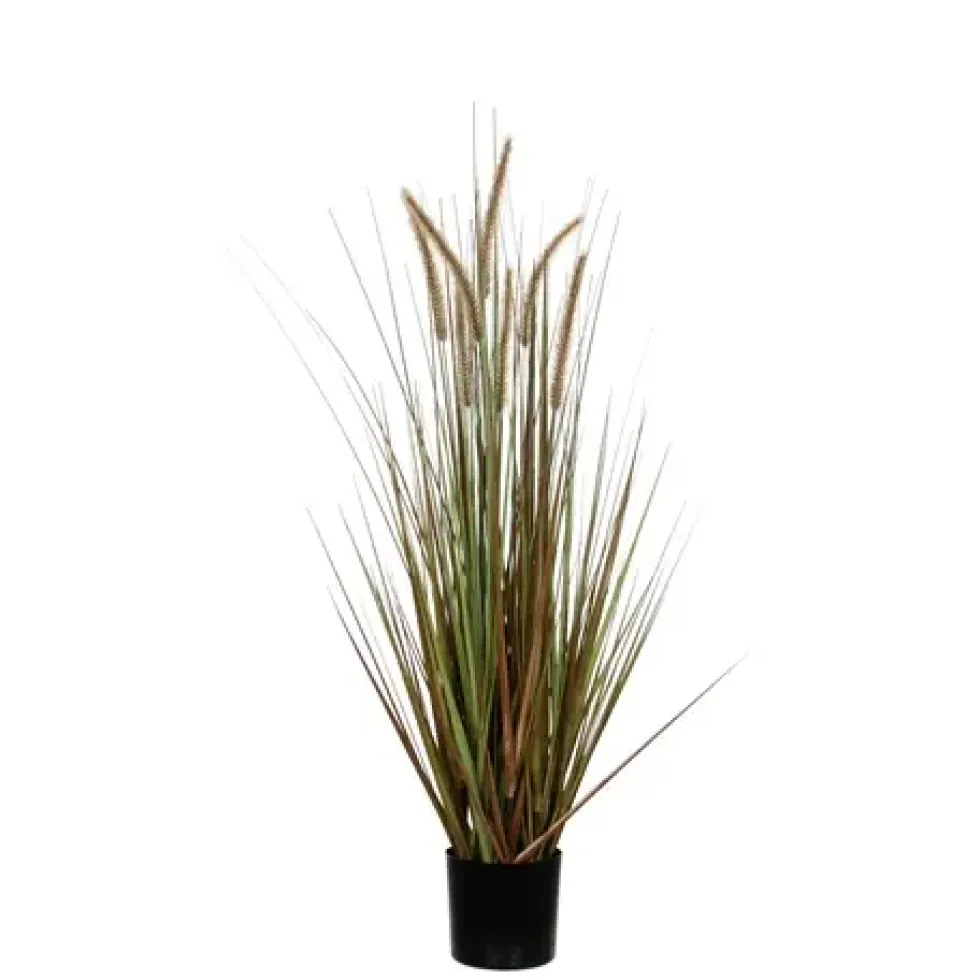 Herbe artificielle panache Dogtail en pot coloris vert - 150 cm