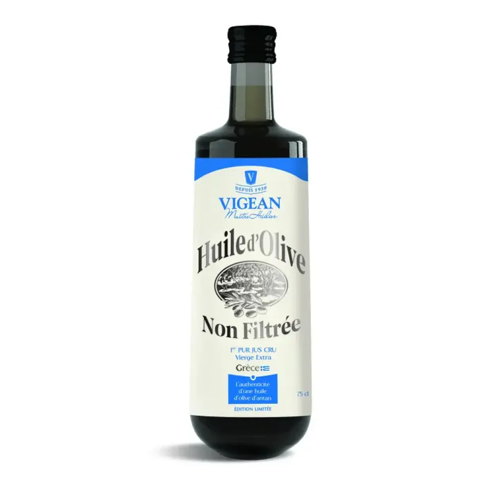 Huile d’olive bio de Grèce non filtrée en bouteille de 75 cl