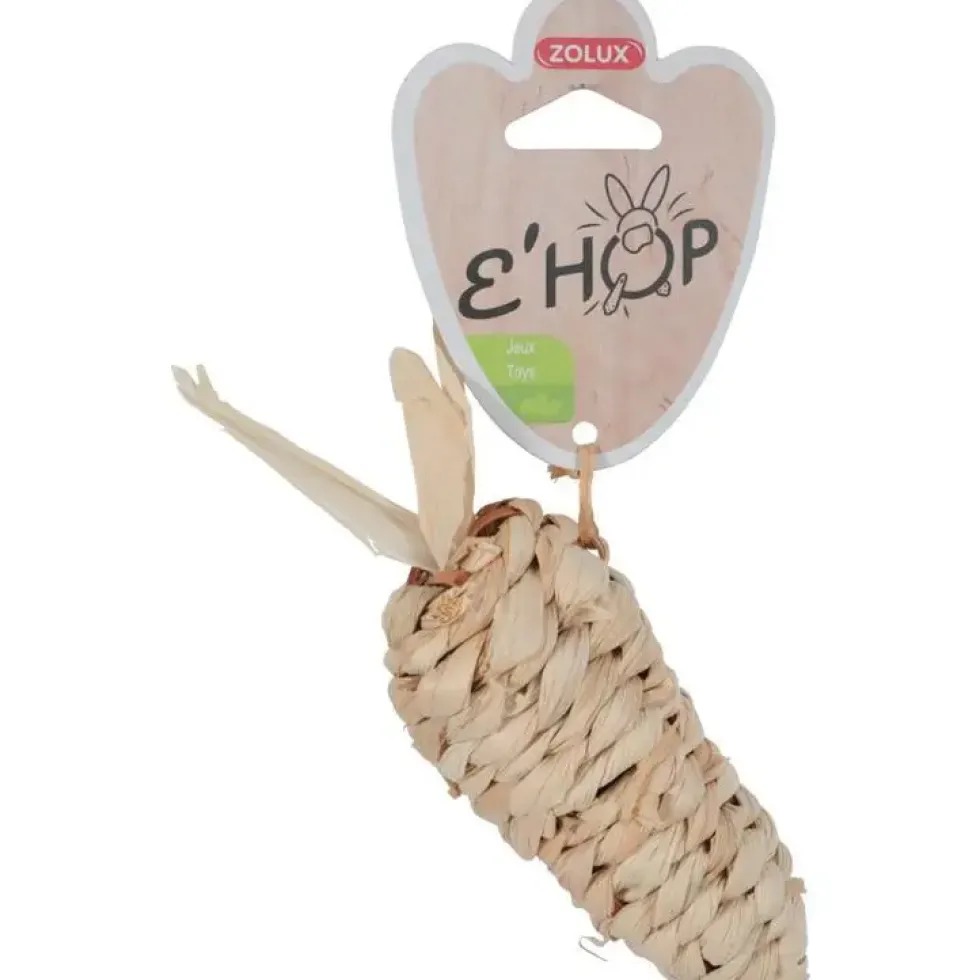 Jouet carotte en feuille de maïs pour le rongeur coloris beige Ehop Zolux – 12,5 cm de hauteur
