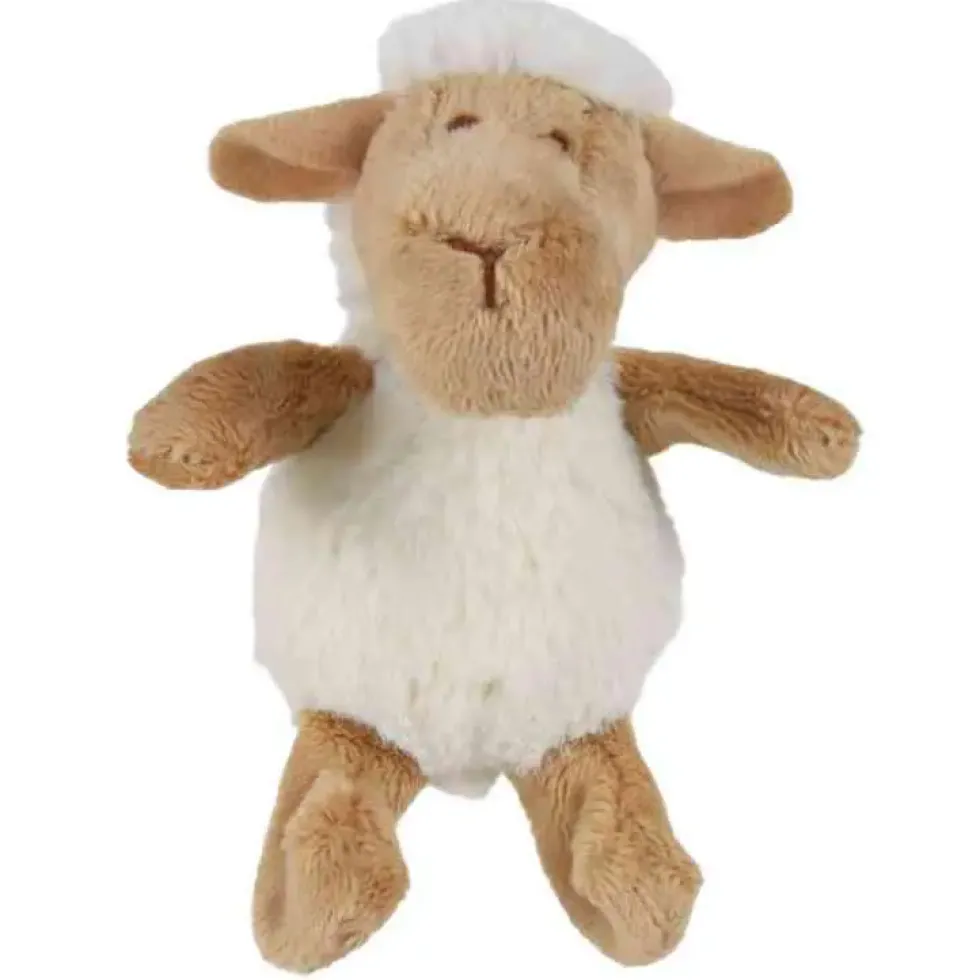 Jouet pour chat coloris blanc peluche mouton avec catnip Trixie - 10 cm