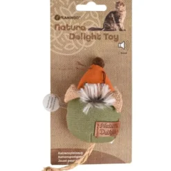 Jouet pour chat vert/orange Flamingo Natura Delight Souris - 16 cm