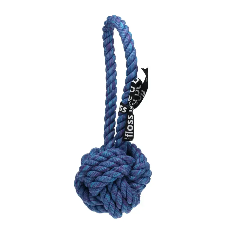 Jouet pour chien coloris bleu balle avec boucle EBI Are You Knots - 28 x 11 x 11 cm