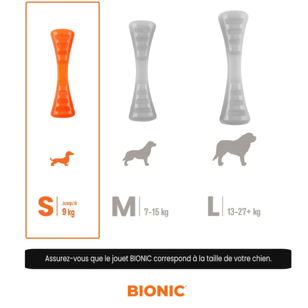 Jouet pour chien en caoutchouc coloris orange bâton Bionic Urban Stick - Taille S