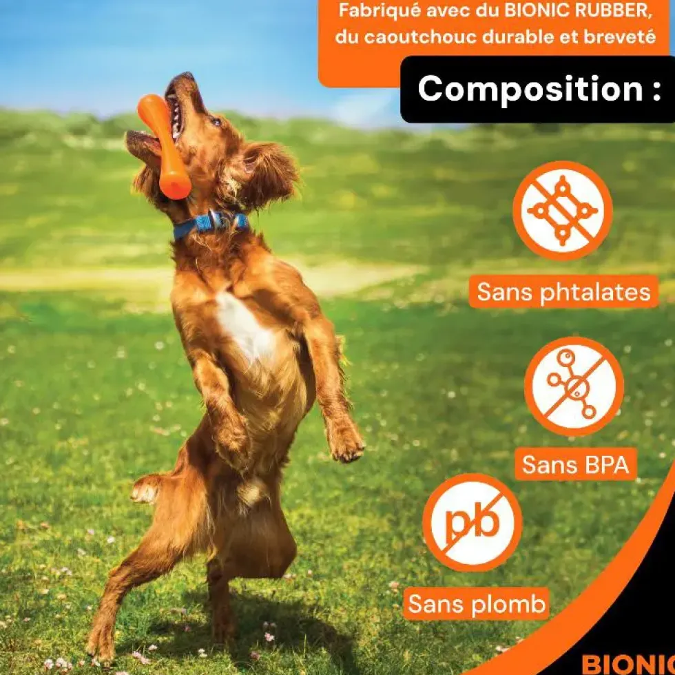 Jouet pour chien en caoutchouc coloris orange bâton Bionic Urban Stick - Taille S