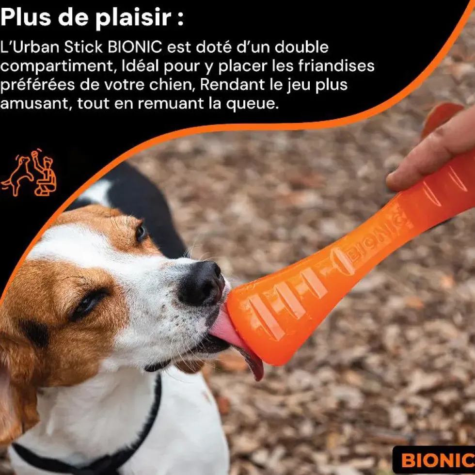 Jouet pour chien en caoutchouc coloris orange bâton Bionic Urban Stick - Taille S