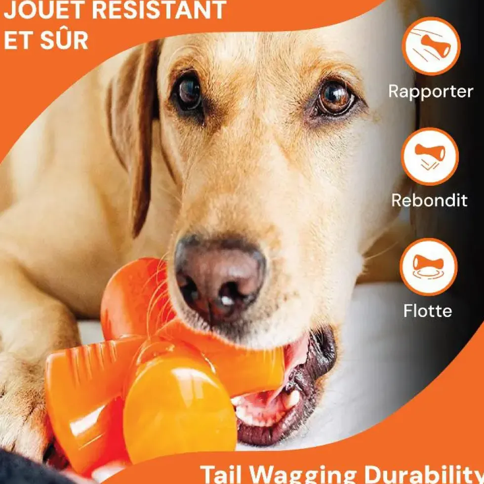 Jouet pour chien en caoutchouc coloris orange croix Bionic Stuffer