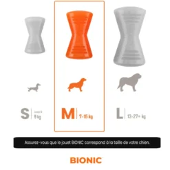 Jouet pour chien en caoutchouc coloris orange os Bionic - Taille M