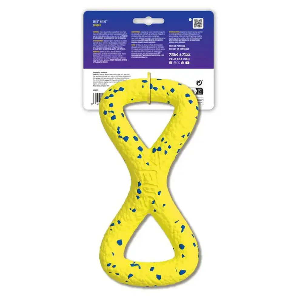 Jouet pour chien en caoutchouc naturel coloris jaune traction Zeus Nitro Tugger