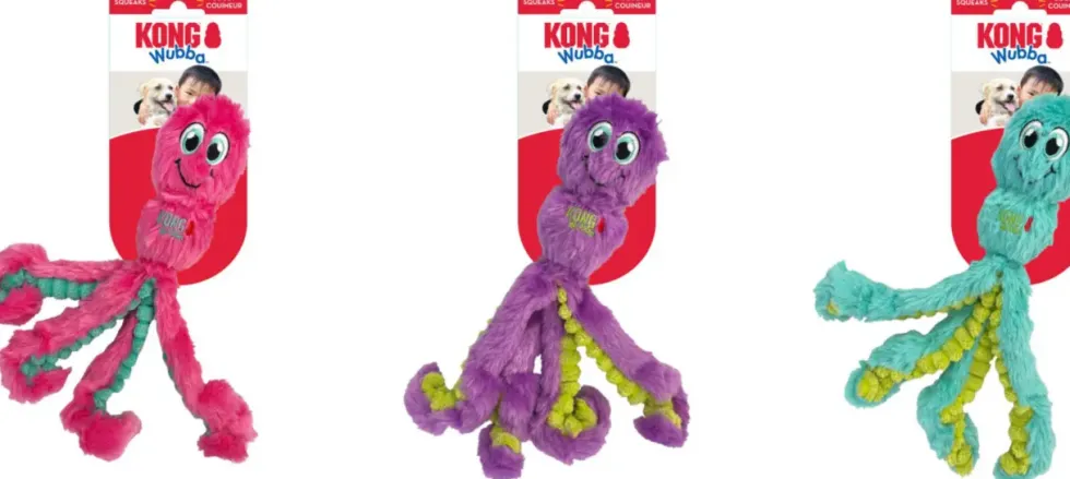 Jouet pour chien wubba octopus coloris multicolore Kong - taille M