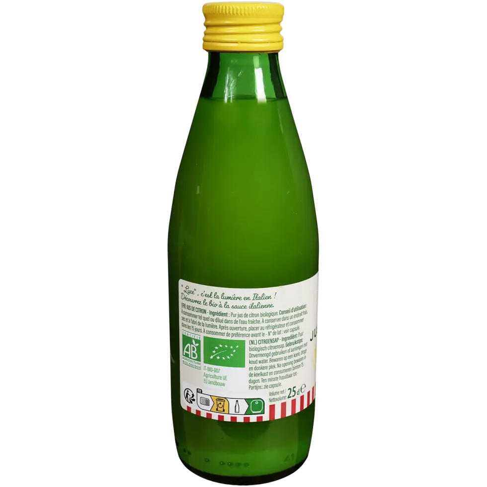Jus de citron bio bouteille Luce - 250 ml