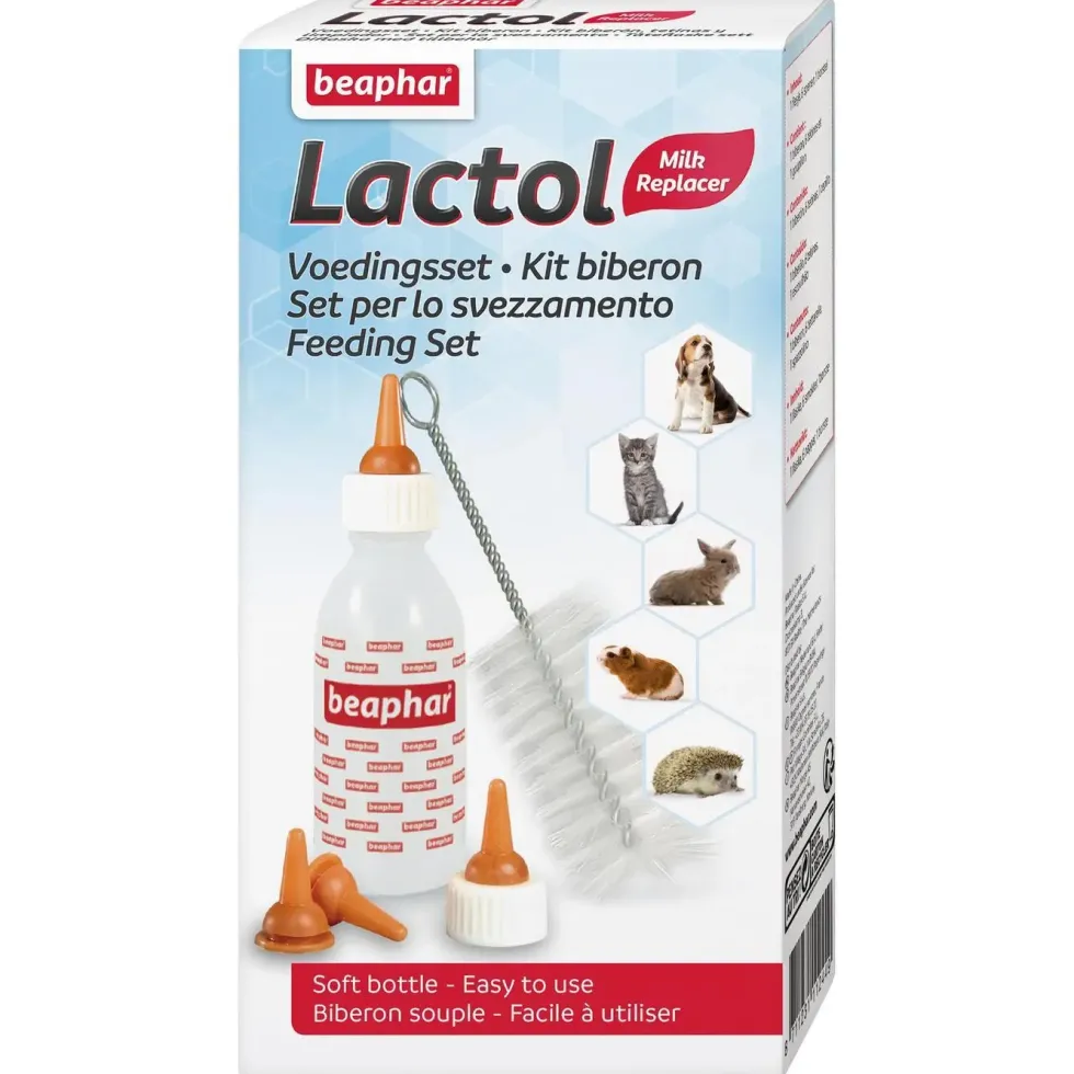 Kit biberon + 4 tétines et 1 goupillon pour animaux