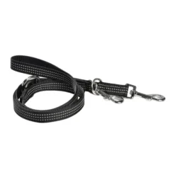 Laisse pour chien coloris noir en nylon tressé Bobby Safe 3 positions – Taille L