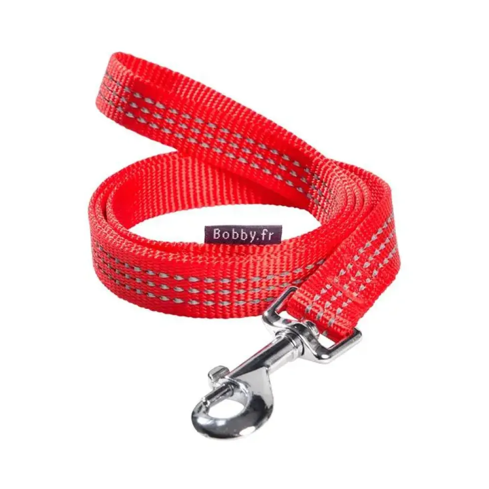 Laisse pour chien coloris rouge en nylon tressé Bobby Safe – Taille L