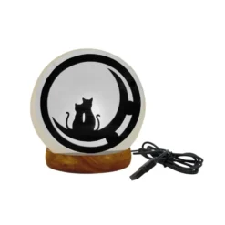 Lampe USB blanche au sel de l’Himalaya décor chat Idea for project - 700 g