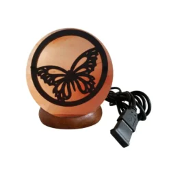 Lampe USB en sel rose de l’Himalaya décor papillon Idea for project - 700 g