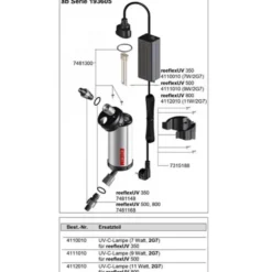 Lampe UVC de rechange 11W, spéciale filtre UV Reeflex 800, EHEIM
