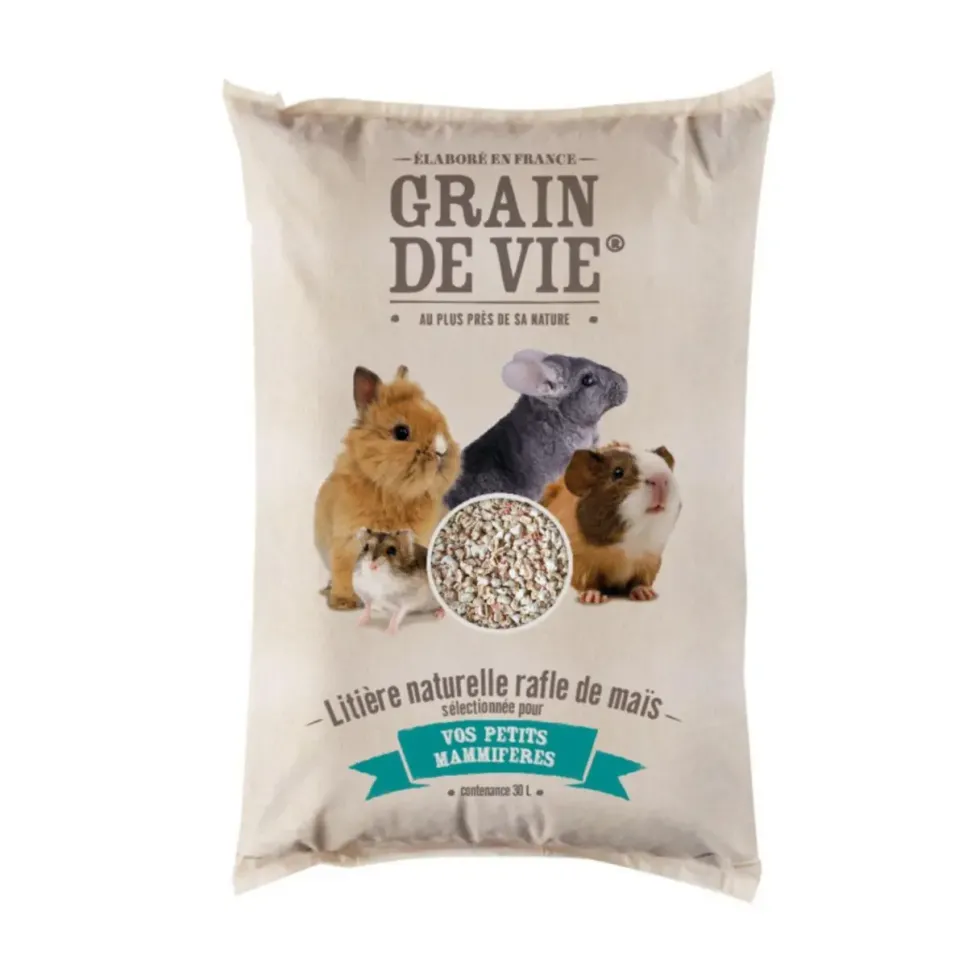 Litière de rafle de maïs pour petits mammifères Grain de vie - 30 L