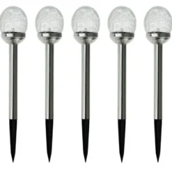 Lot de 5 balises solaires perle de rosée - Ø 8 cm