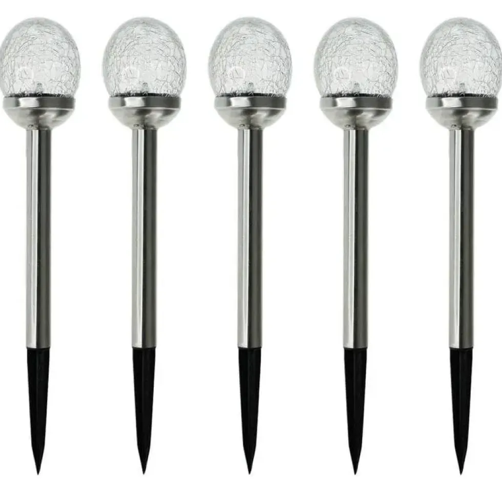 Lot de 5 balises solaires perle de rosée - Ø 8 cm
