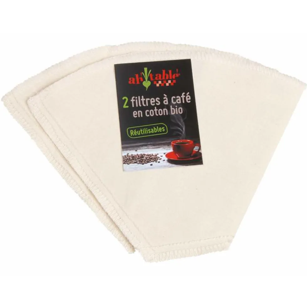Lot de 2 filtres à café en coton bio Ah Table
