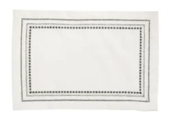 Lot de 2 sets de table 3 bordures coloris noir en coton - 35 x 50 cm